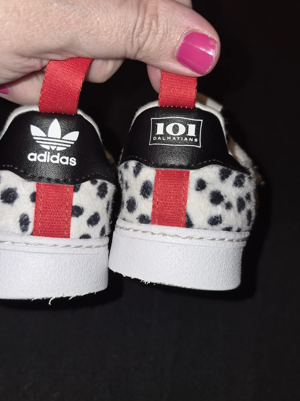 adidas Kids Dalmatian Slip-On Sneakers - White with Black Spots